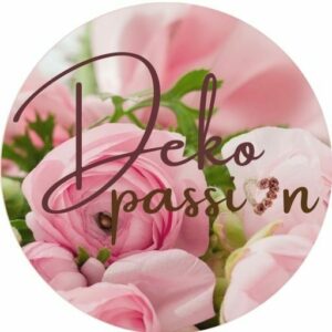 Logo mit Blumen und der Aufschrift "Dekopassion"